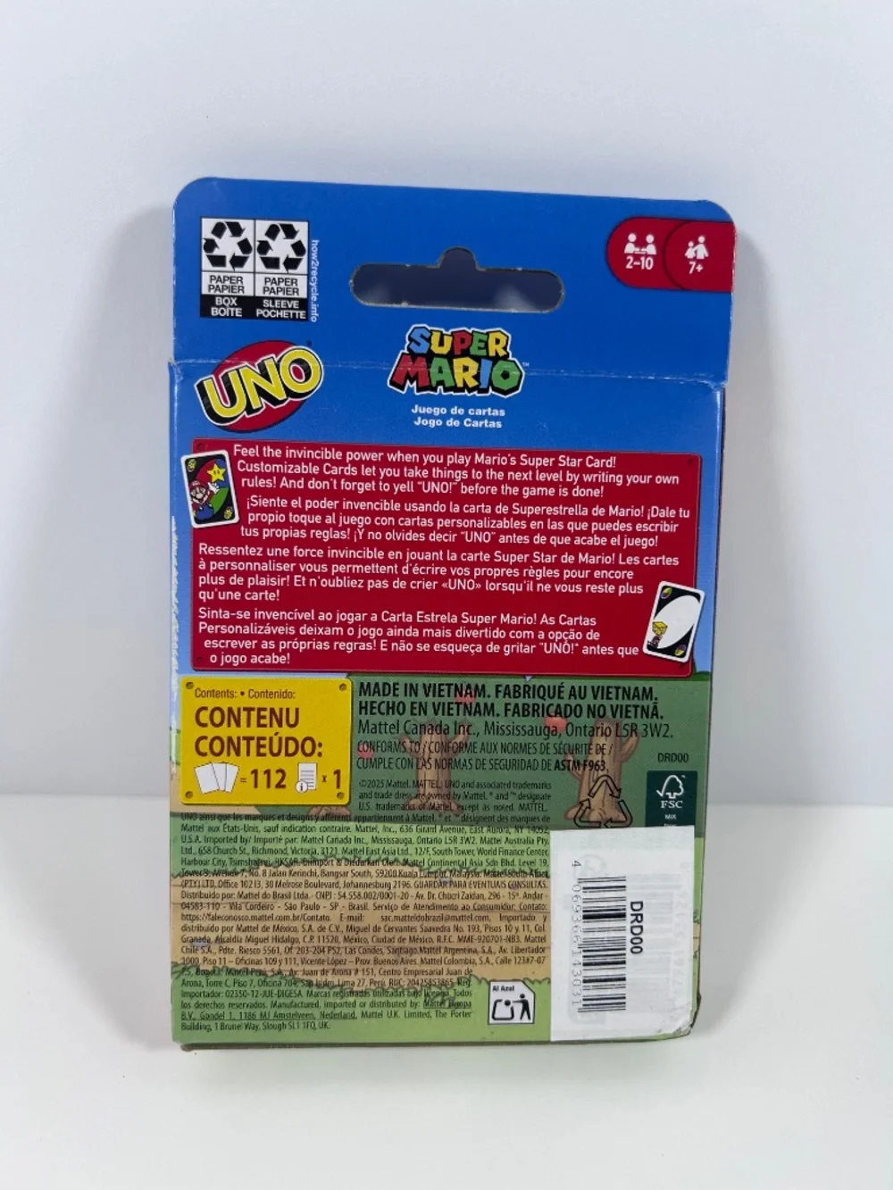 UNO cards game Super Mario Nintendo Edition Mario/Luigi/Peach/Bowser/Toad- (NEW)